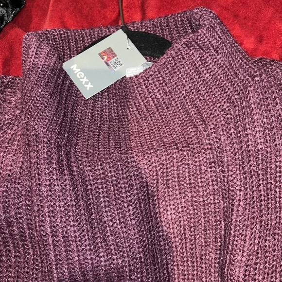 Mexx  purple stitch knit chunky turtle neck sweater Sz L - Picture 13 of 15